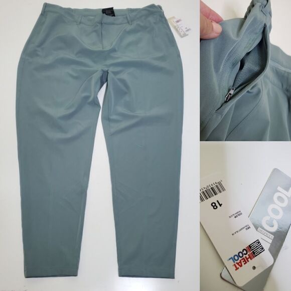 NEW 18 ZIP POCKETS SAGE GREEN LIGHTWEIGHT 32 COOL DRESS CASUAL PANTS 1X 2X NWT - Picture 1 of 14